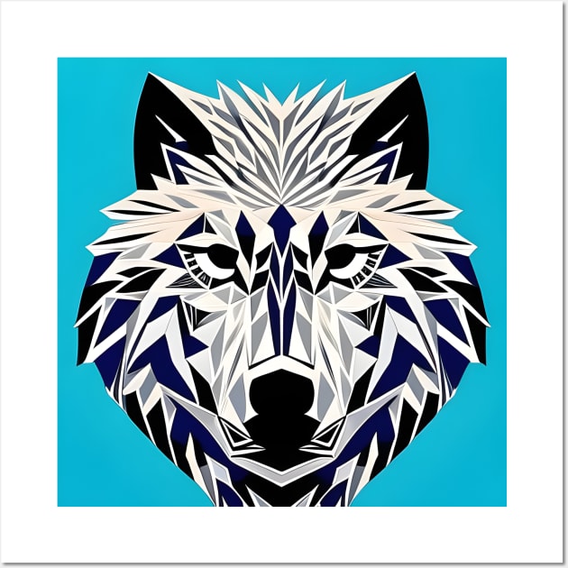 Pop Art Geometric Wolf Face Wall Art by Chance Two Designs